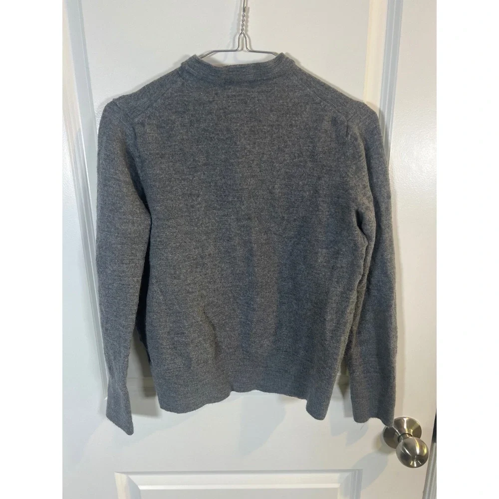 Banana Republic Mens Henley Sweater 100% Merino Wool Gray Size‎ L